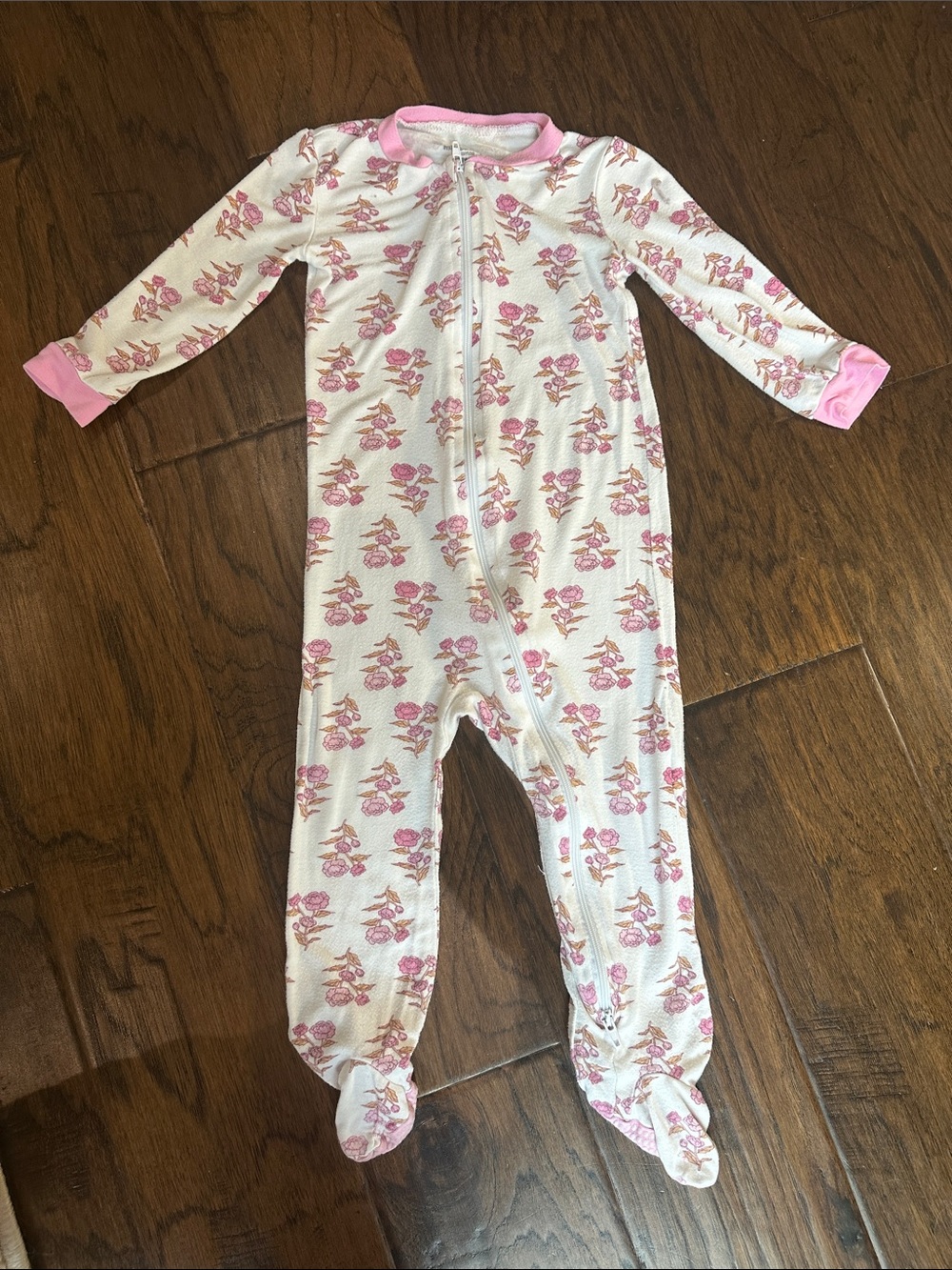 Mulberry White Footed One-Piece with Pink Floral Print